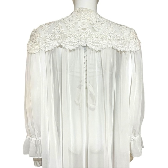 Fantasies By Morgan Taylor Intimate Sheer Robe in White, M - Picture 8 of 12